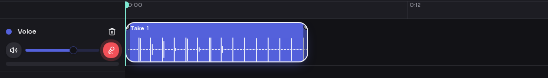 A recorded take on the timeline showing its sound wave